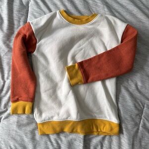 Kids color block Crewneck Sweater - White, Rust & Mustard 5T
